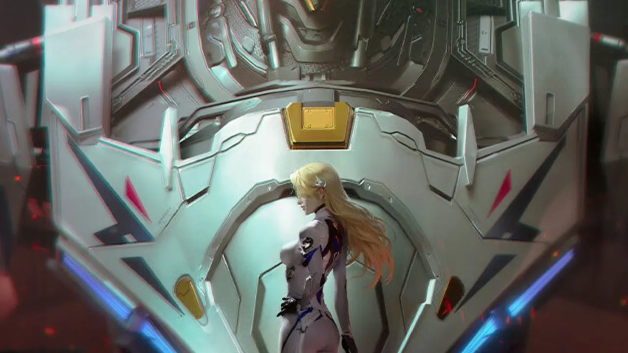 Mecha BREAK striker boosting through a city battlefield