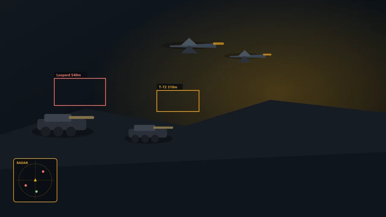 ESP vehicle boxes in a War Thunder Ground RB battle